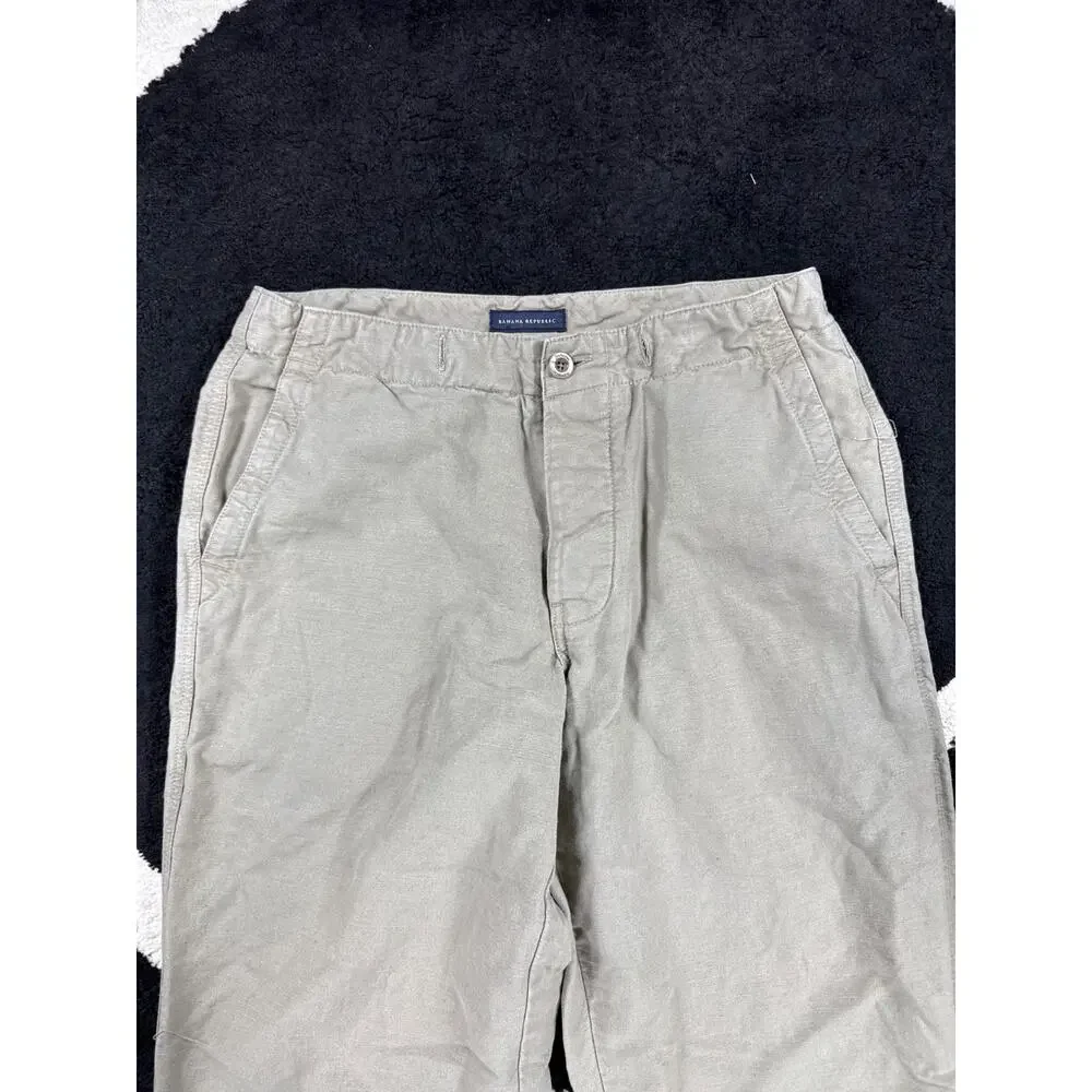 Banana Republic Pants Mens 32x32 Brown Linen Blend Cargo Utility Casual Beach